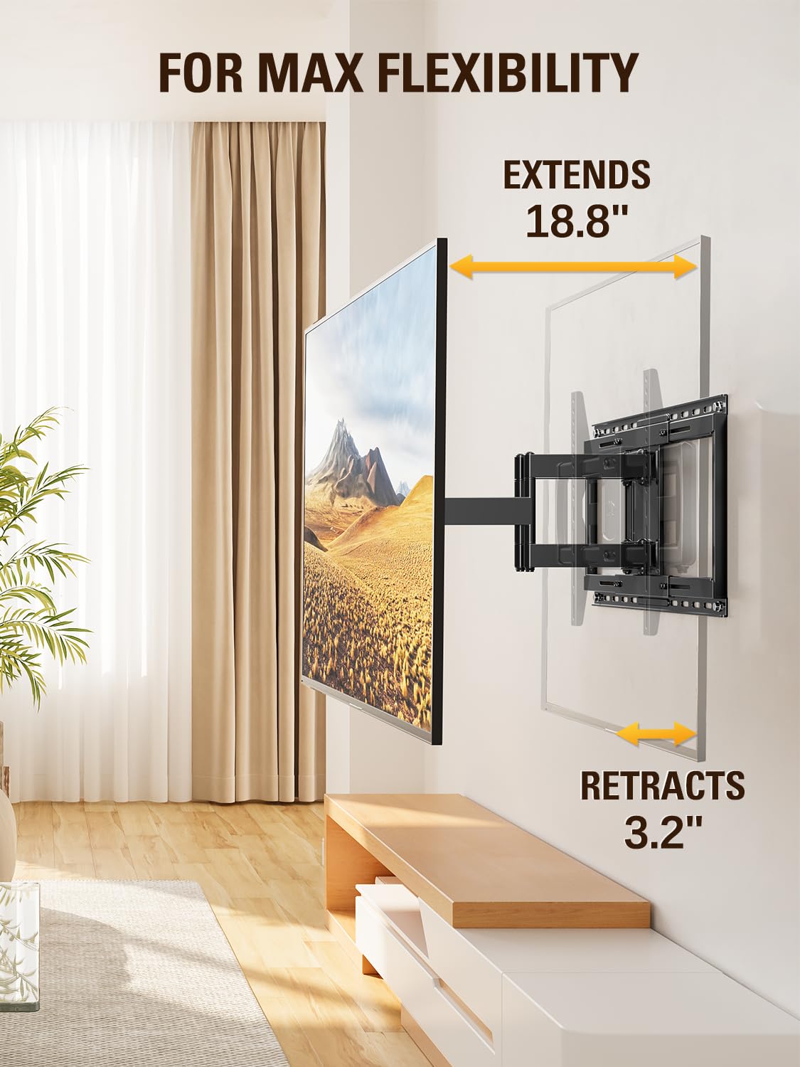 Mounting Dream MD2198 Sliding TV Wall Mount – 42-86 inch TVs, Full Motion