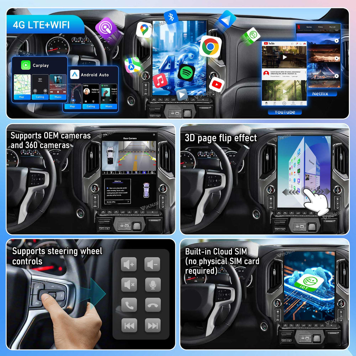 15.6 Inch Touch Screen Android Car Radio for GMC Sierra Chevrolet Silverado 2019 2020 2021 2022 2023 2024 2025 Head Unit Wirless Carplay GPS Navigation Screen Upgrade Multimedia Player Android Auto