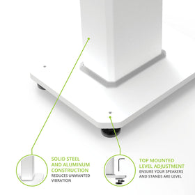 Kanto SX26 Universal Fillable Speaker Floor Stands for Bookshelf Speakers | 26" Tall | Adjustable Isolation Feet | Dedicated Cable Channel | Fill Bags & Level Incl. | Pair | White