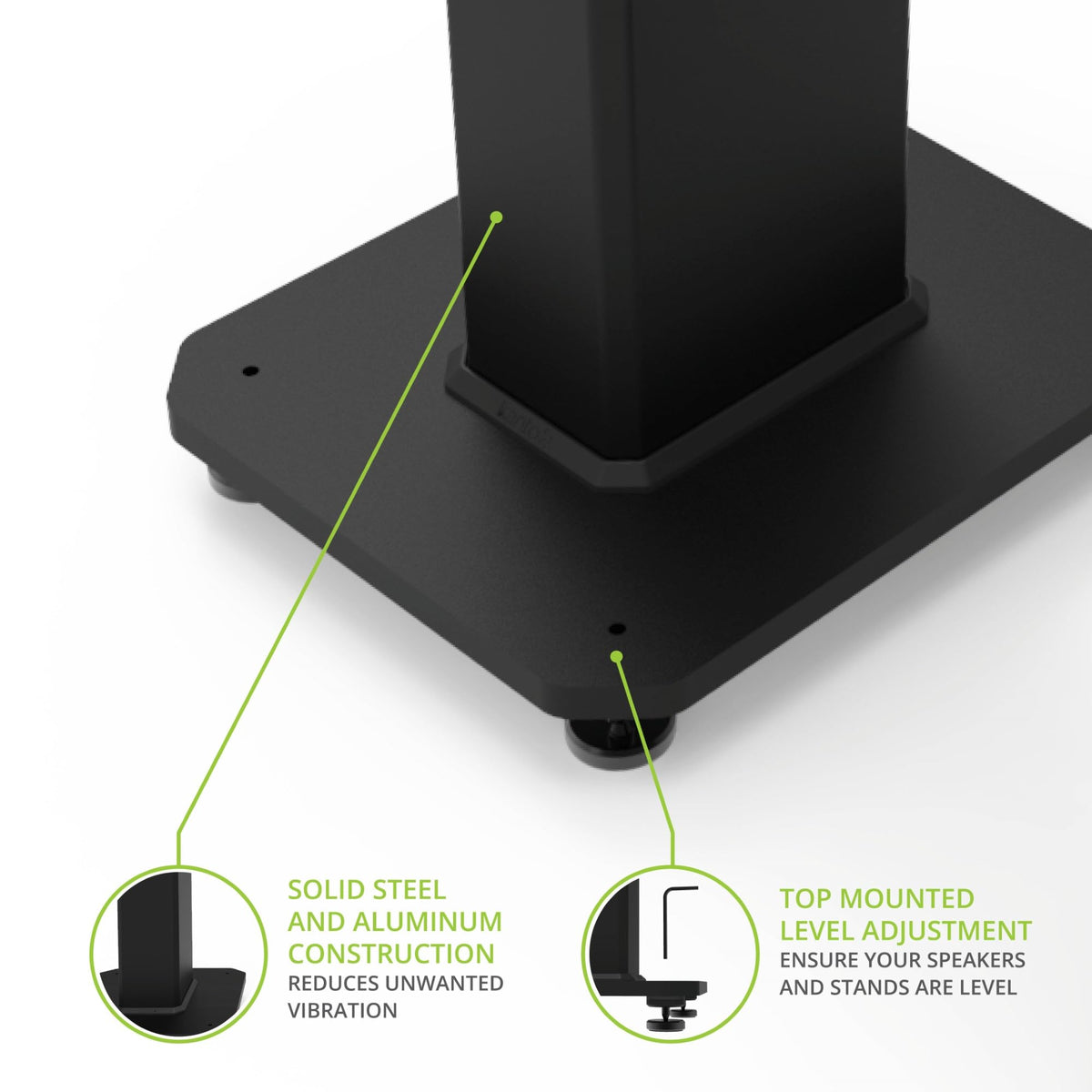 Kanto SX30 Universal Fillable Speaker Stands – 30 inch Tall, Adjustable Isolation Feet, Cable Channel | Pair | Black