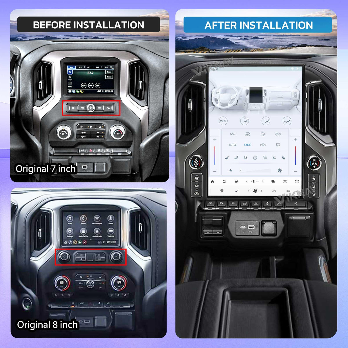 15.6 Inch Touch Screen Android Car Radio for GMC Sierra Chevrolet Silverado 2019 2020 2021 2022 2023 2024 2025 Head Unit Wirless Carplay GPS Navigation Screen Upgrade Multimedia Player Android Auto