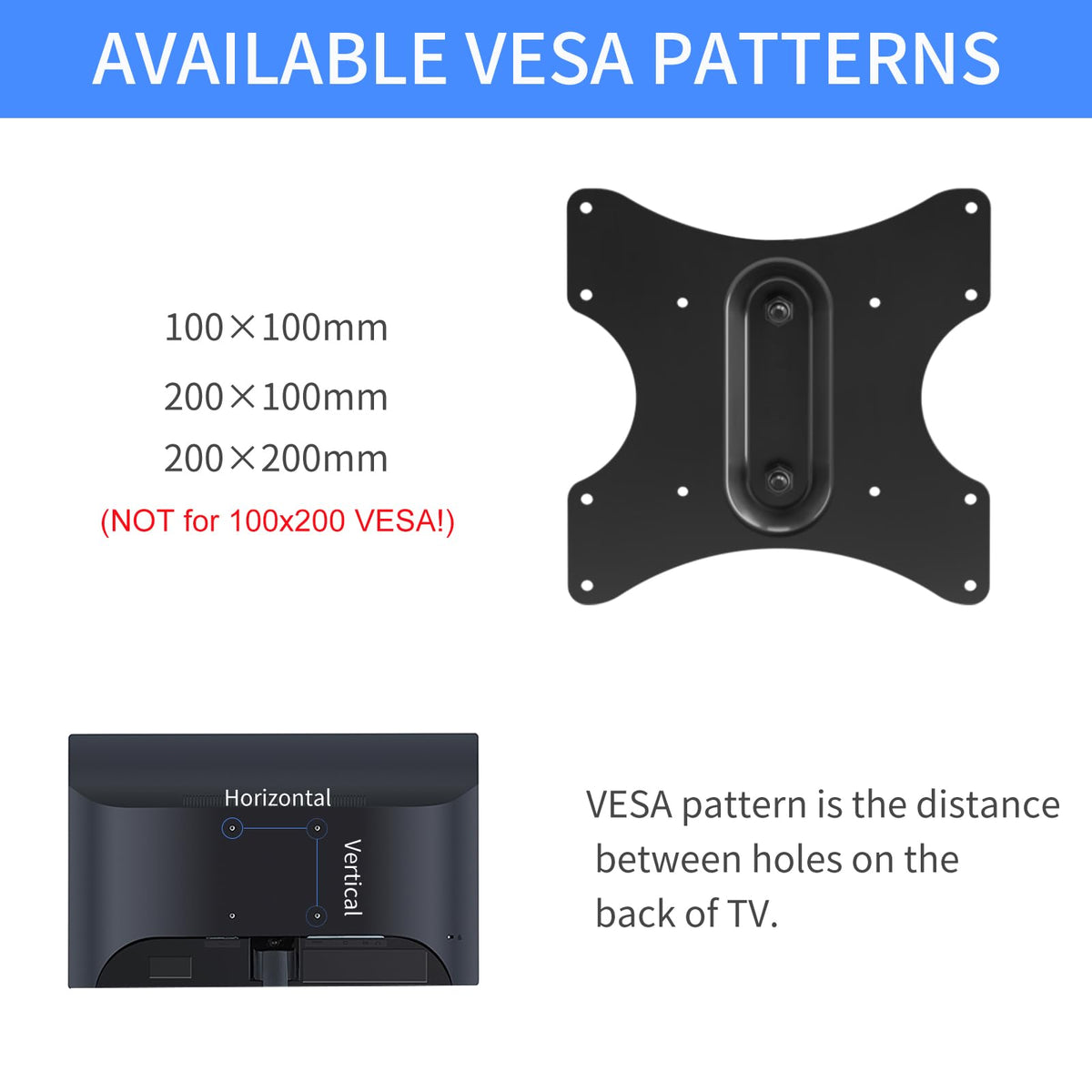 Suptek MC3260 Ceiling TV Mount for 23–43 Inch Displays | VESA 100x100-200x200 | Up to 77 lb