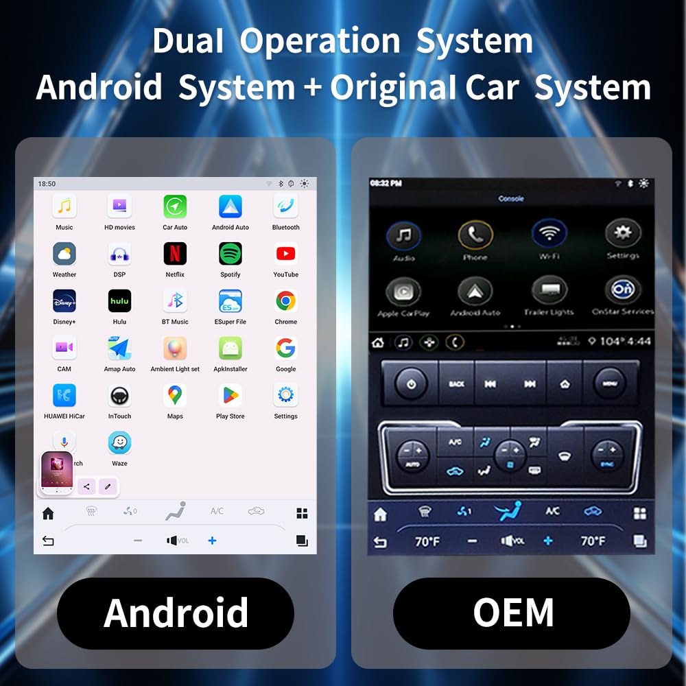 15.6 Inch Touch Screen Android Car Radio for GMC Sierra Chevrolet Silverado 2019 2020 2021 2022 2023 2024 2025 Head Unit Wirless Carplay GPS Navigation Screen Upgrade Multimedia Player Android Auto