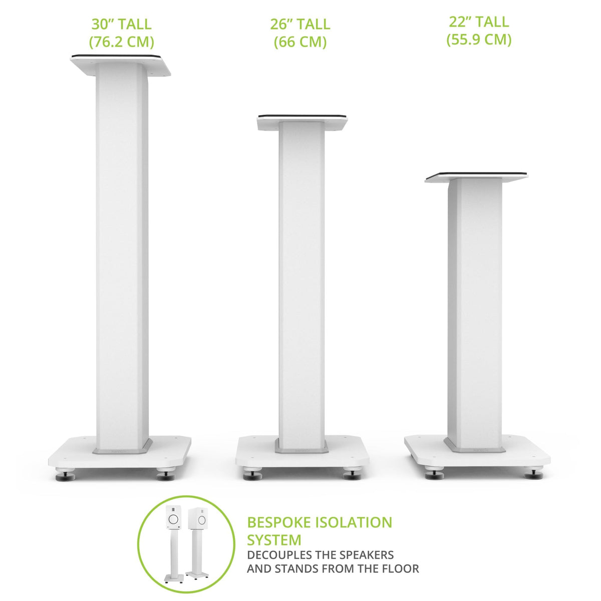 Kanto SX26 Universal Fillable Speaker Floor Stands for Bookshelf Speakers | 26" Tall | Adjustable Isolation Feet | Dedicated Cable Channel | Fill Bags & Level Incl. | Pair | White