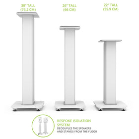 Kanto SX26 Universal Fillable Speaker Floor Stands for Bookshelf Speakers | 26" Tall | Adjustable Isolation Feet | Dedicated Cable Channel | Fill Bags & Level Incl. | Pair | White