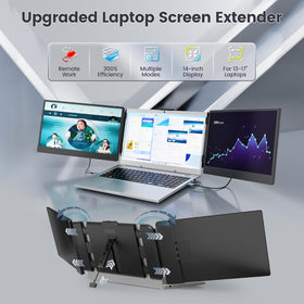 Teamgee 14-Inch Triple Portable Laptop Monitor | FHD 1080p IPS, Plug‑&‑Play USB-C/USB-A/HDMI