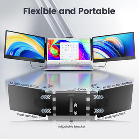 Teamgee 14-Inch Triple Portable Laptop Monitor | FHD 1080p IPS, Plug‑&‑Play USB-C/USB-A/HDMI