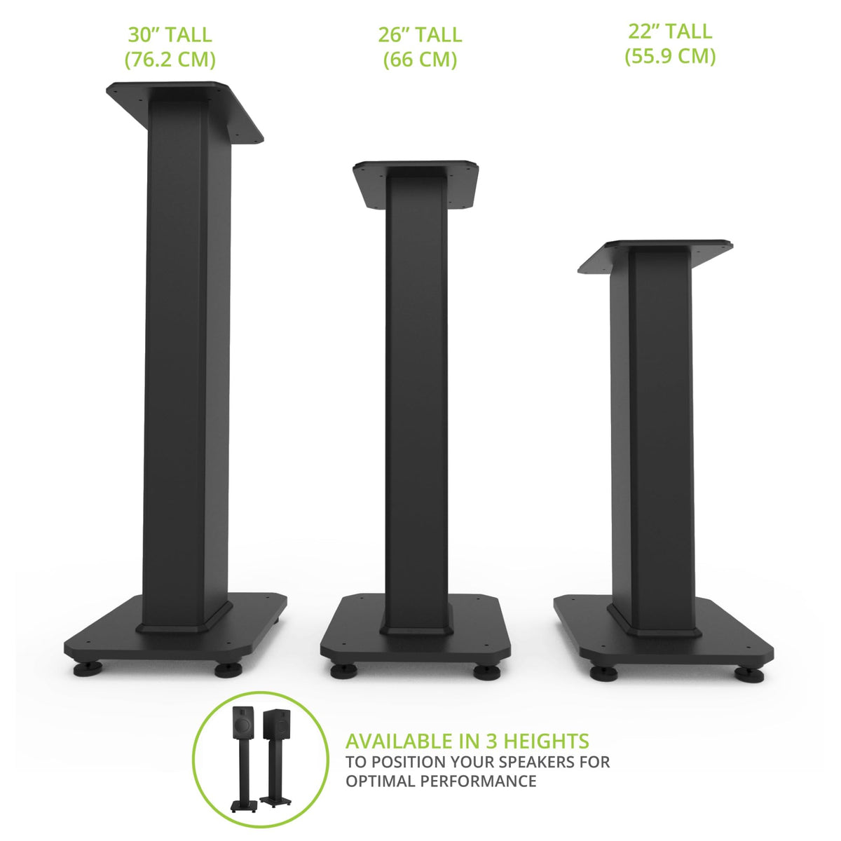 Kanto SX30 Universal Fillable Speaker Stands – 30 inch Tall, Adjustable Isolation Feet, Cable Channel | Pair | Black