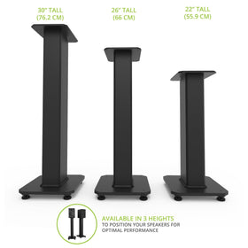 Kanto SX30 Universal Fillable Speaker Stands – 30 inch Tall, Adjustable Isolation Feet, Cable Channel | Pair | Black