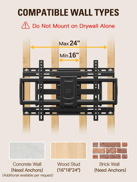 Mounting Dream MD2198 Sliding TV Wall Mount – 42-86 inch TVs, Full Motion