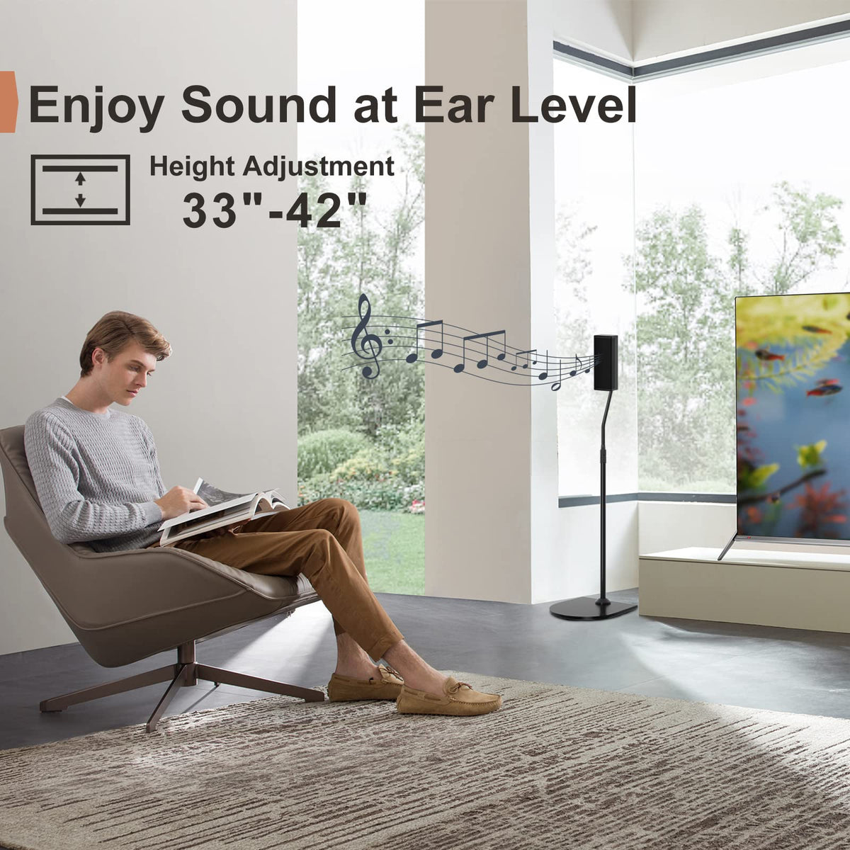 Height Adjustable UFS-20 Stand for Bose Speaker Stands, with Slideconnect Bracket, for Surround 700, OmniJewel Lifestyle 650, CineMate GS Series II, for Bose 700 Speaker Stands