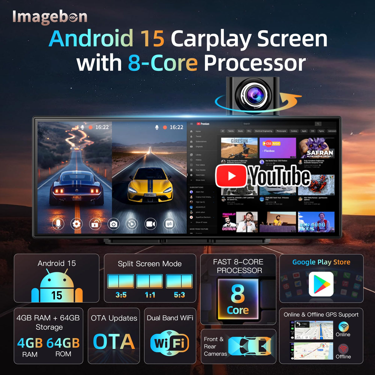 Imagebon front 1080p camera provides a clear road view