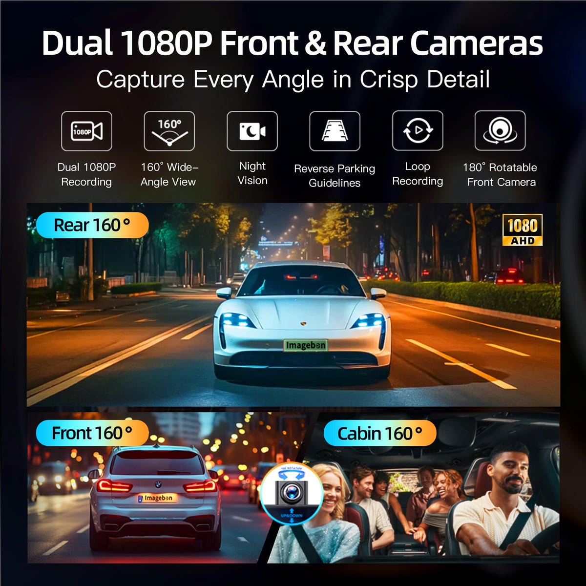 Imagebon rear 1080p camera aids parking with a wide view