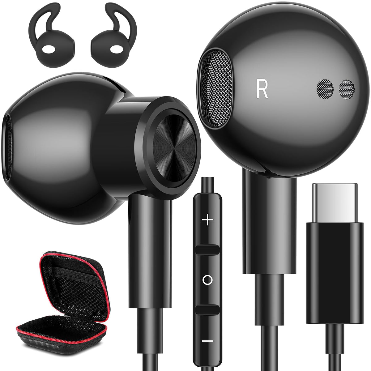 iMangoo USB-C headphones with magnetic earbuds for tangle-free storage
