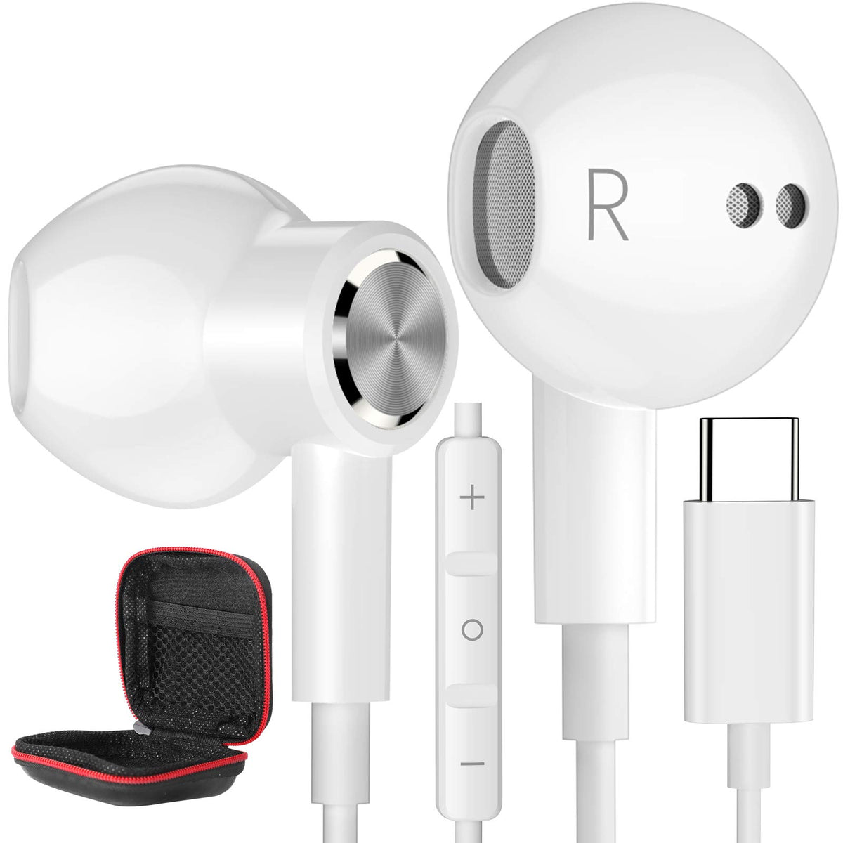 iMangoo USB-C headphones with magnetic earbuds for tangle-free storage