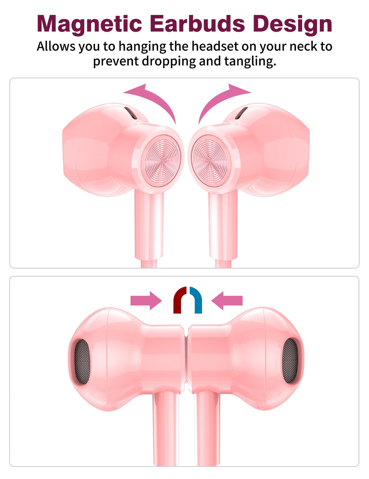 iMangoo earbuds plugged into smartphone showing broad device compatibility