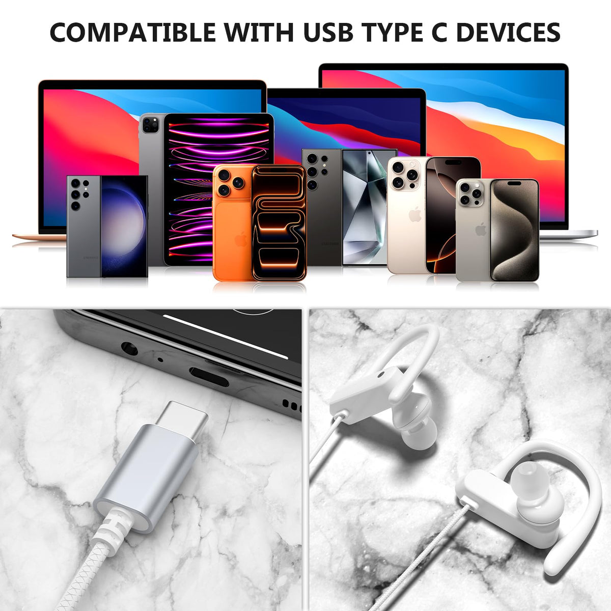iMangoo metal‑plated USB‑C connector for reliable contact and fast pairing