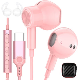 iMangoo front packaging in pink showing earbuds and features for quick identification