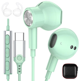 iMangoo front packaging showing earbuds and USB‑C connector for simple setup