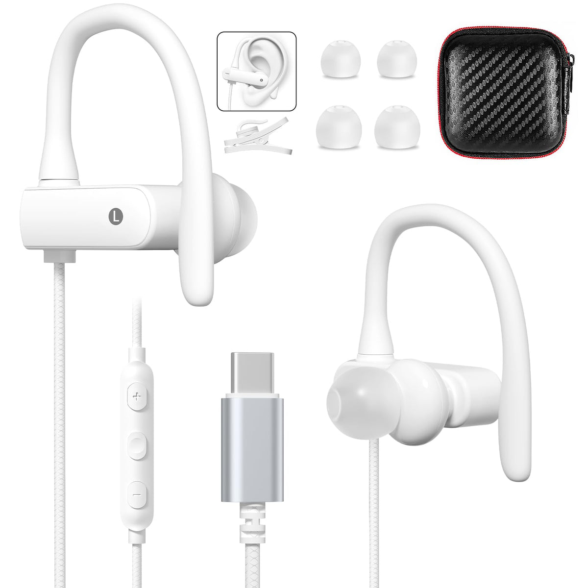 iMangoo front packaging showing earbuds and accessories for unpacking convenience