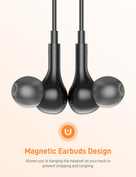 iMangoo hard EVA case open with earbuds inside, protects on the go