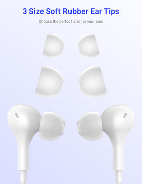 iMangoo earbuds worn by commuter for clear on‑the‑go audio