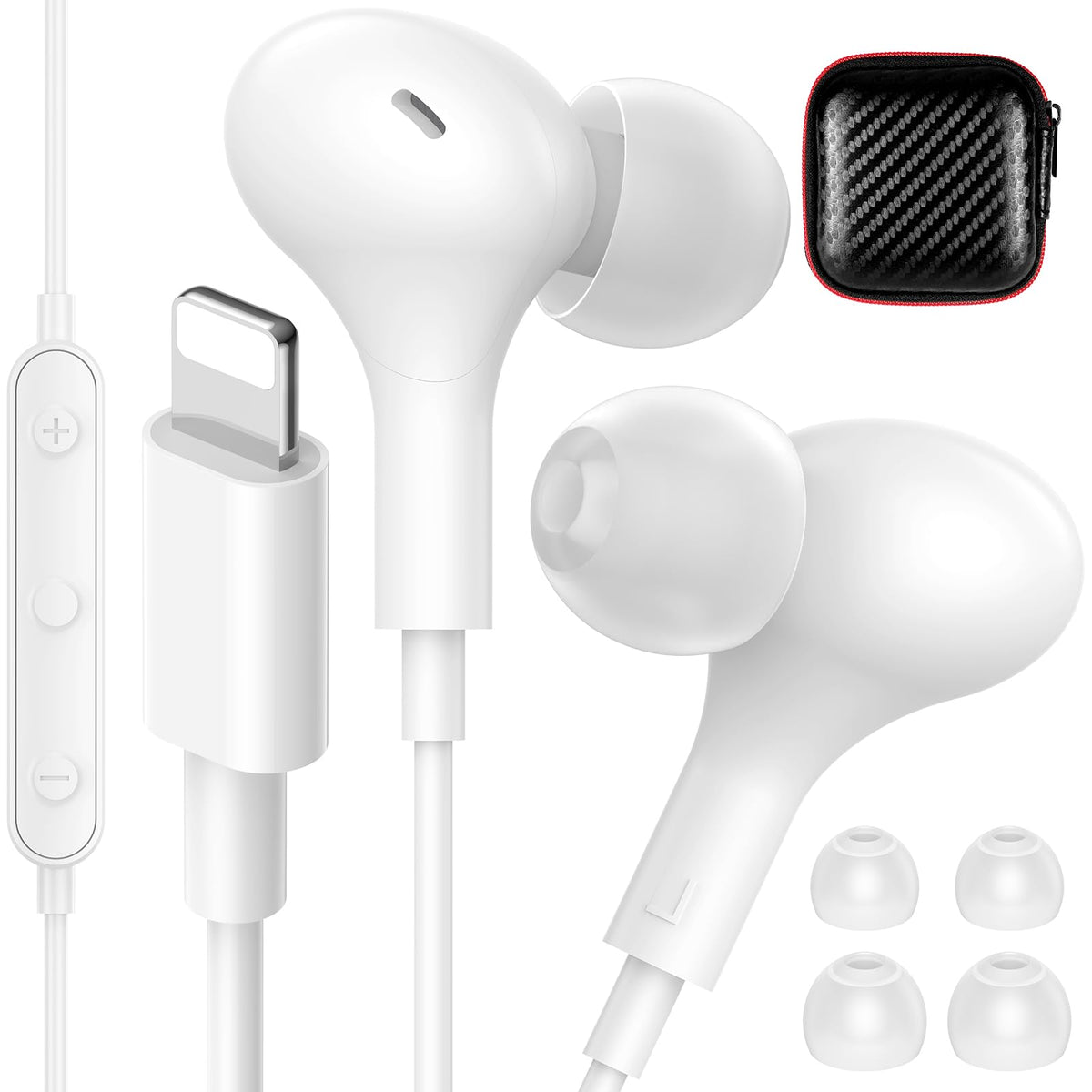 iMangoo lightning-earbuds in a compact case for easy commuting.