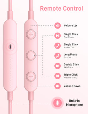 iMangoo pink wired earphones ideal for gym and commute.