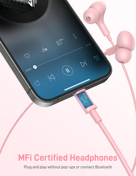 iMangoo pink hi-fi bass wired earbuds deliver clear sound during workouts.