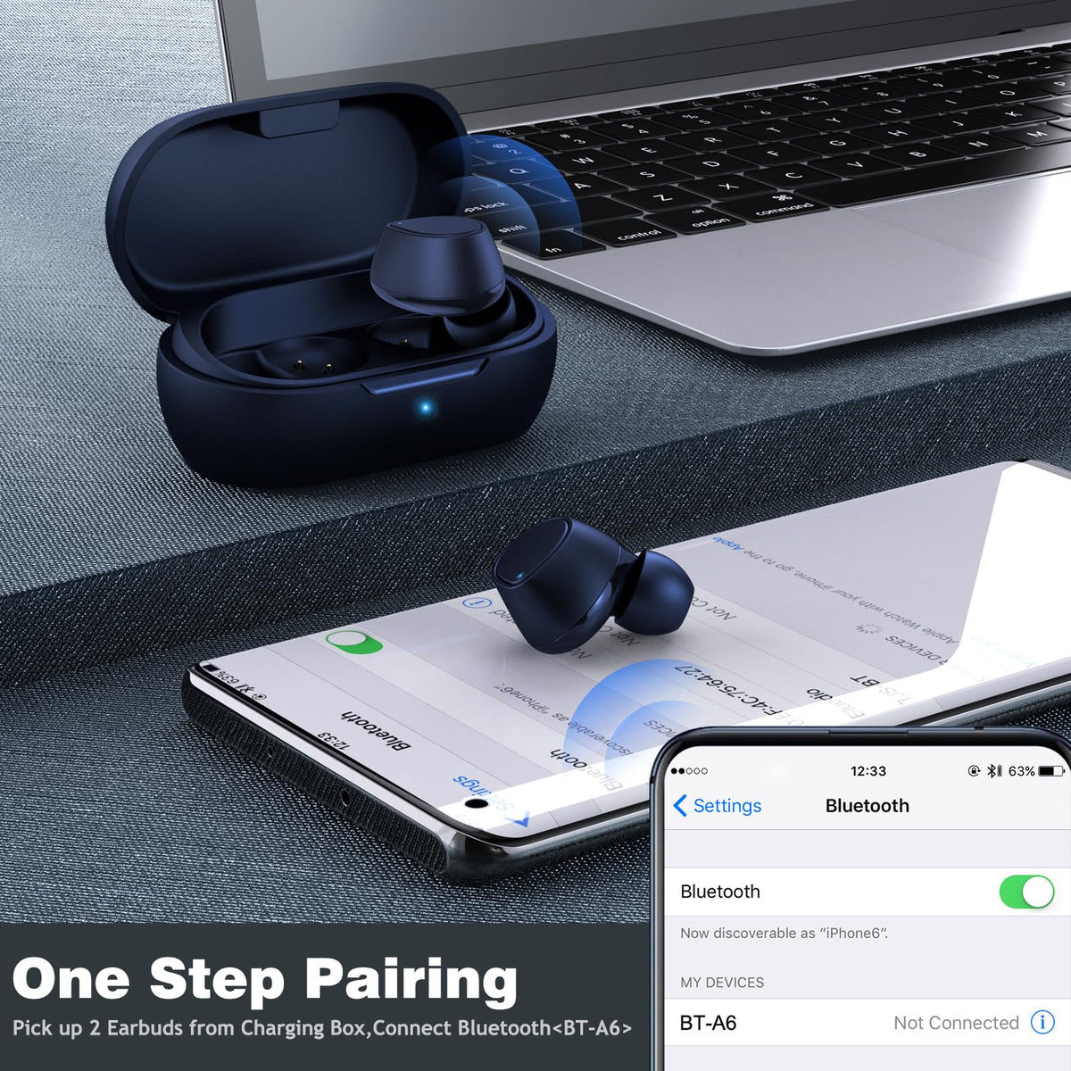 iMangoo smart touch-control earbuds in use for hands-free control and streamlined calls