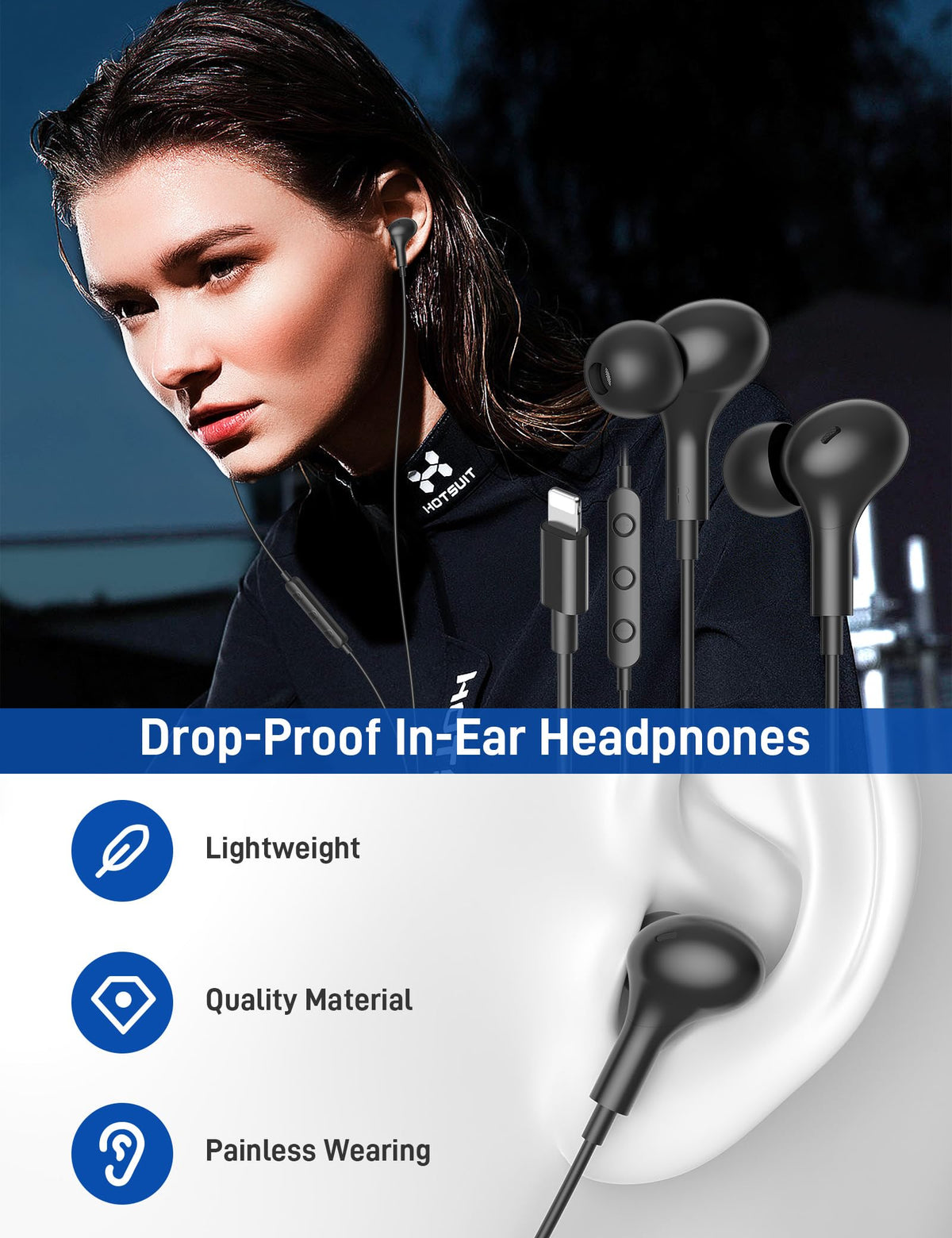 iMangoo three-ear-tip design for secure fit