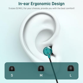 iMangoo three ear tip sizes and portable case for customized fit