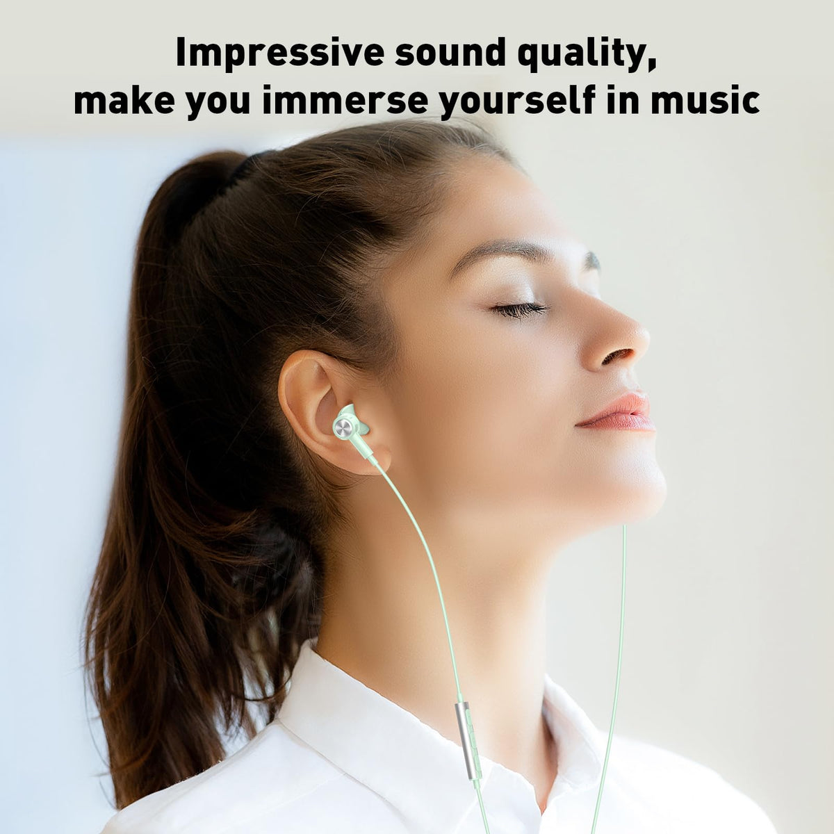 iMangoo USB-C headphones include anti-fall ear tips for secure, comfortable fit