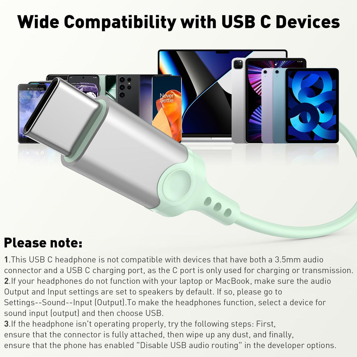iMangoo USB-C headphones feature a reinforced plug for durable daily use