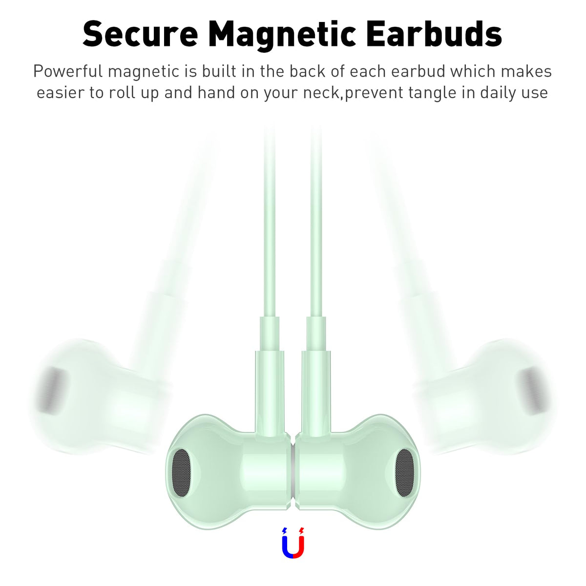 iMangoo USB-C headphones magnetic-ears design keeps cords tangle-free and easy to store