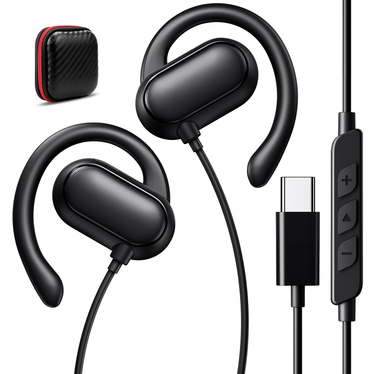 iMangoo USB-C headphones showing wide compatibility with iPhone and Android devices