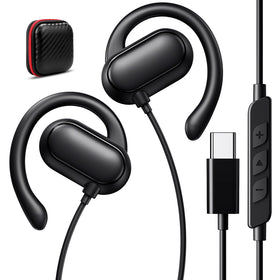 iMangoo USB-C headphones showing wide compatibility with iPhone and Android devices