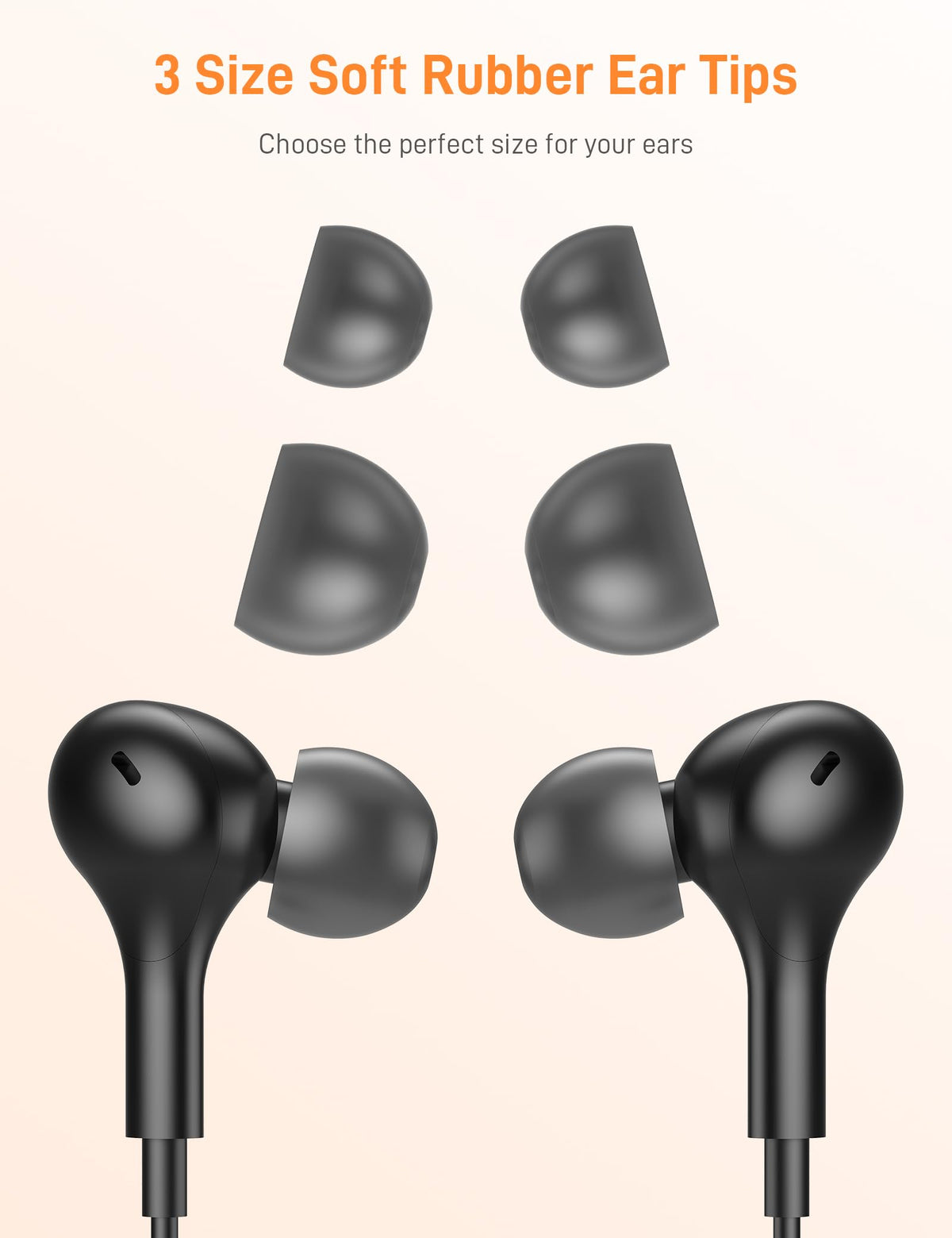 iMangoo earbuds worn around neck in lifestyle shot, keeps cords tidy