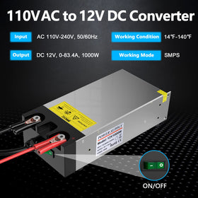 IMAYCC AC-DC converter back panel showing protection features for safe operation.