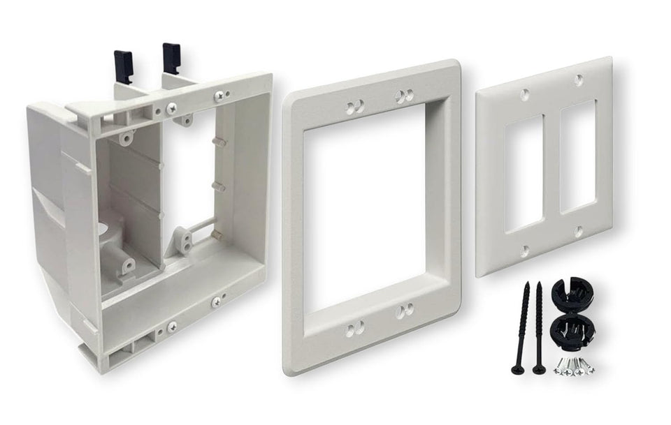 iMBAPrice recessed TV outlet box offers flush mounting for a clean wall look.