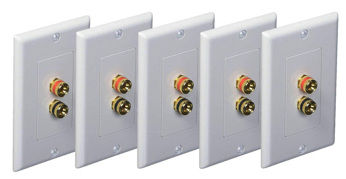 iMBAPrice front view white wall plate showing clean speaker terminals and easy access