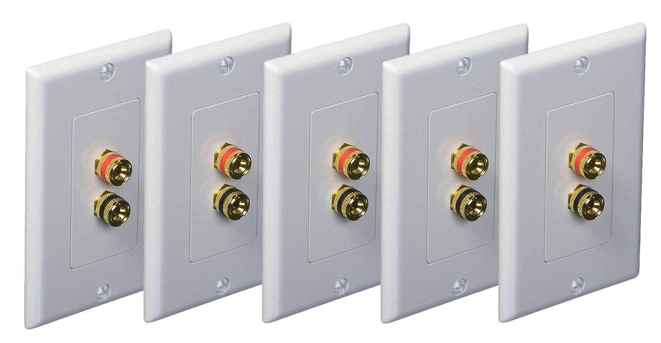 iMBAPrice front view white wall plate showing clean speaker terminals and easy access