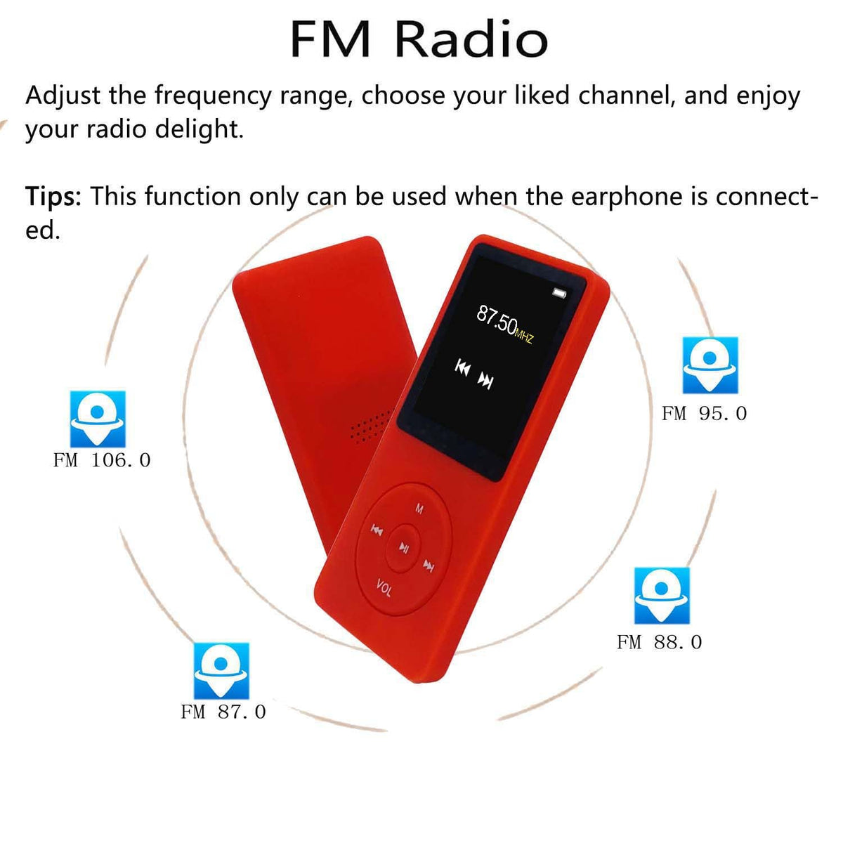 imkavery mp3 player with 12-month warranty and included accessories