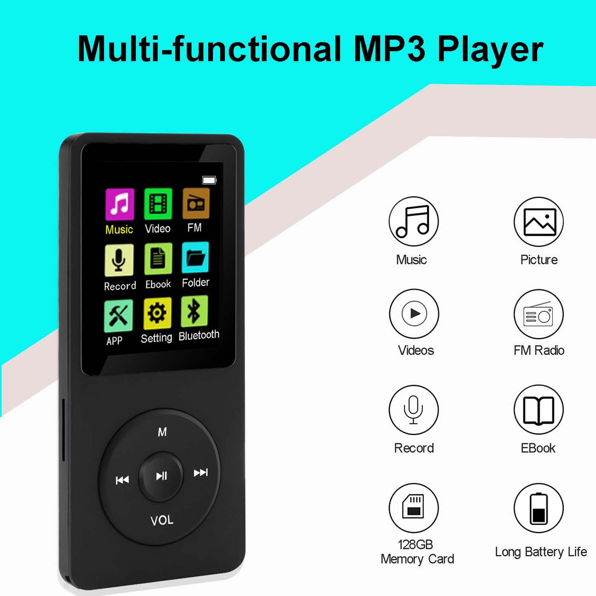 imkavery 128GB MP3 player bluetooth pairing for fast wireless connections
