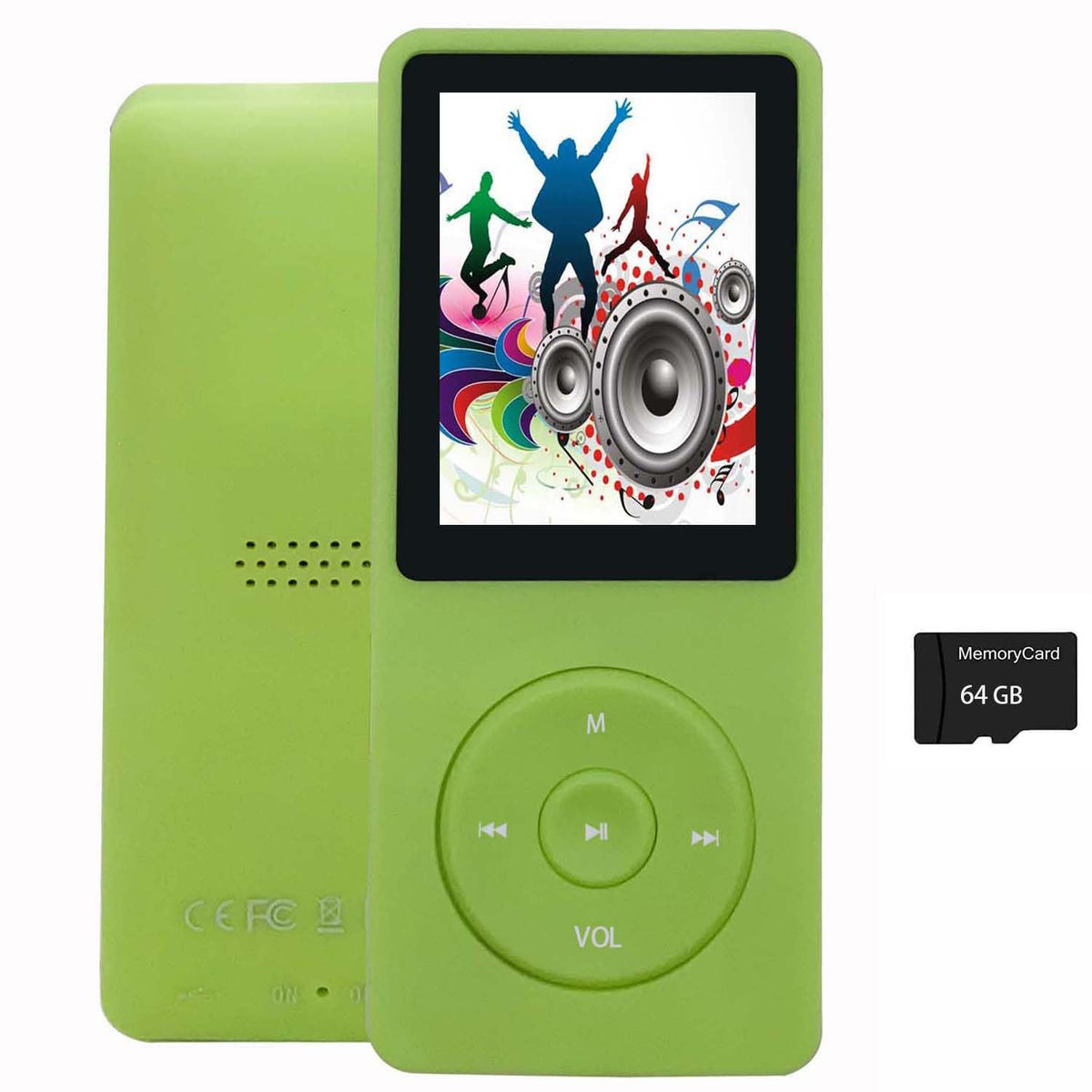 imkavery 64gb mp3 player front view for on the go listening.