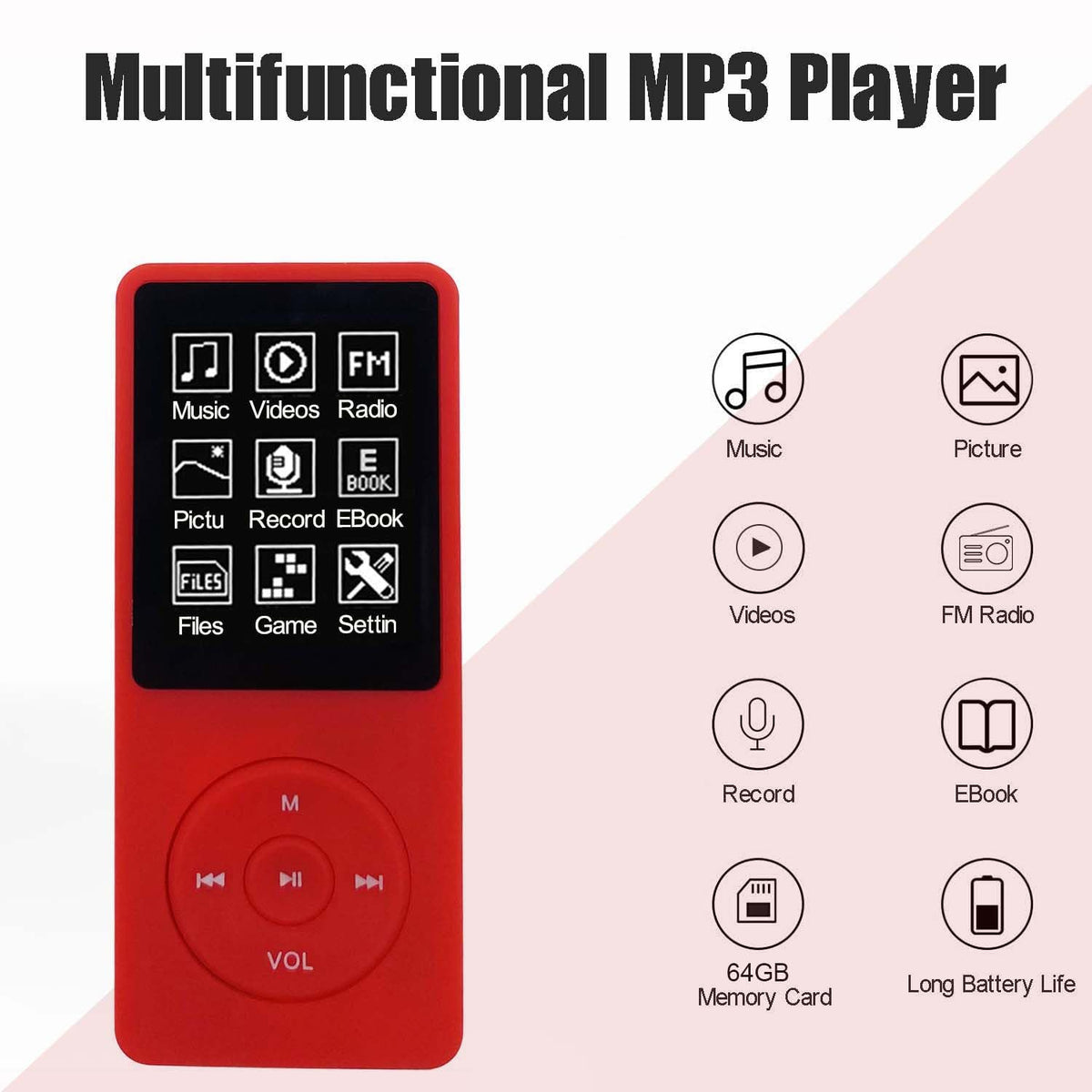 imkavery compact lightweight MP3 player fits in your pocket
