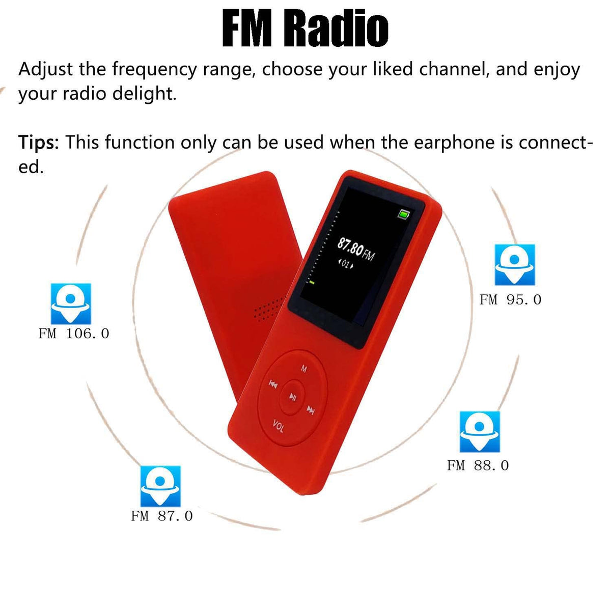 imkavery long battery MP3 player up to 10 hours of listening