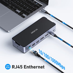imokin 8K USB-C docking station back ports showing connectivity options