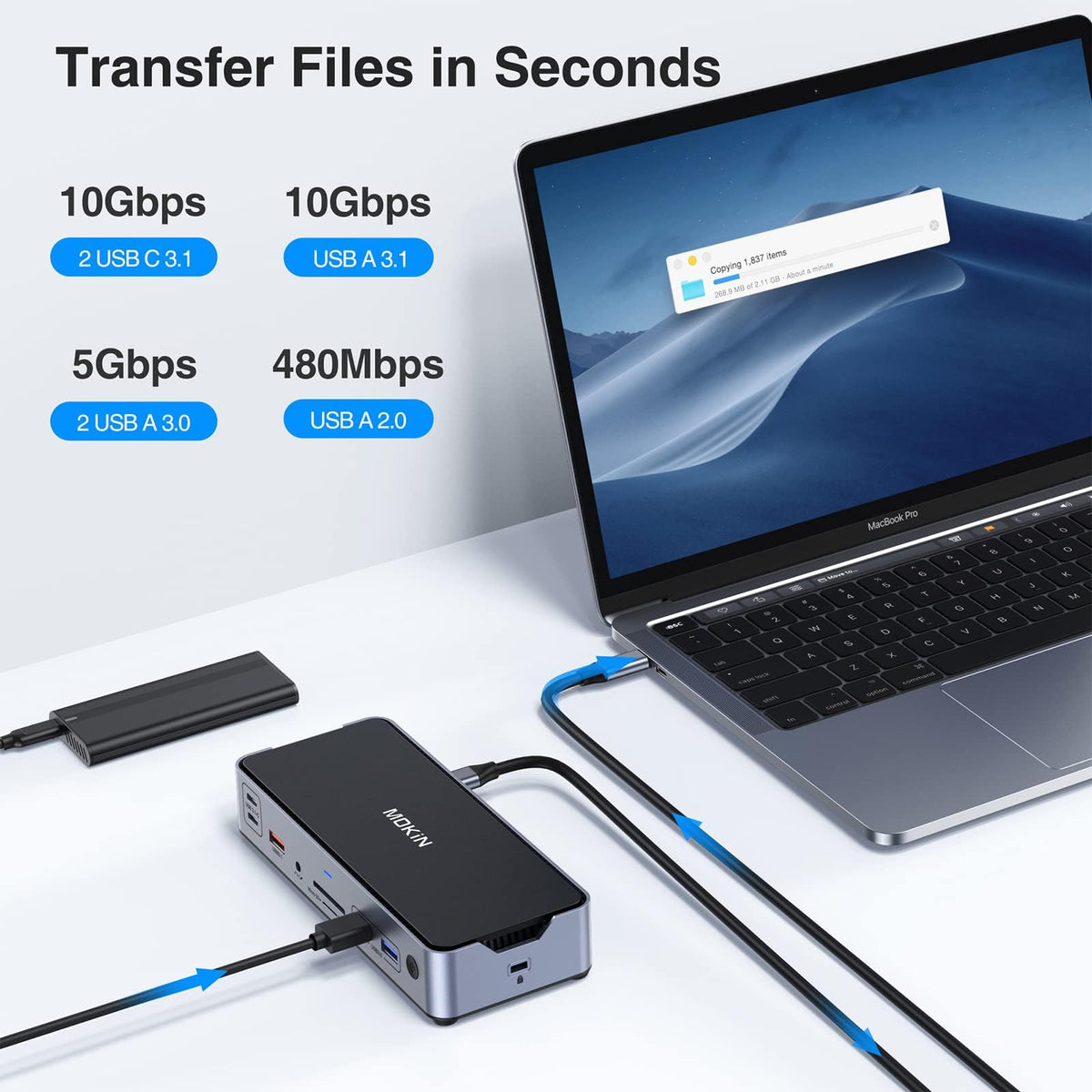 imokin 8K USB-C docking station compact desk friendly design for organization