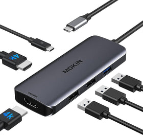 imokin docking station front view showing all ports and neat layout for efficient desk setup